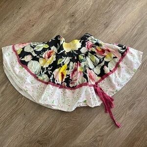 Magpie and Mabel Dark Floral Circle Skirt Frog Print Bow Detail Girls Size 2